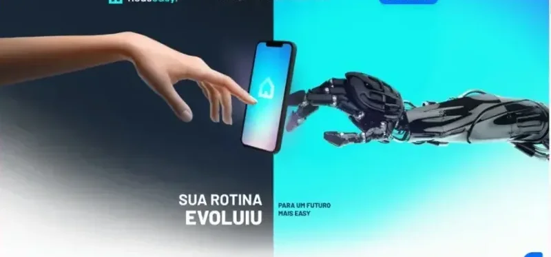 Captura da homepage da Houseasy — site de IoT residencial / casa inteligente com hero partido e navegação de produto