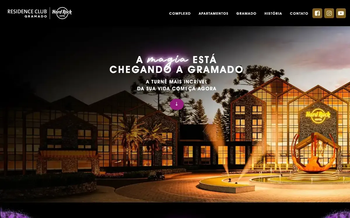 Captura full-page da landing de lançamento do Meu Clube de Férias — Residence Club Hard Rock Hotel Gramado