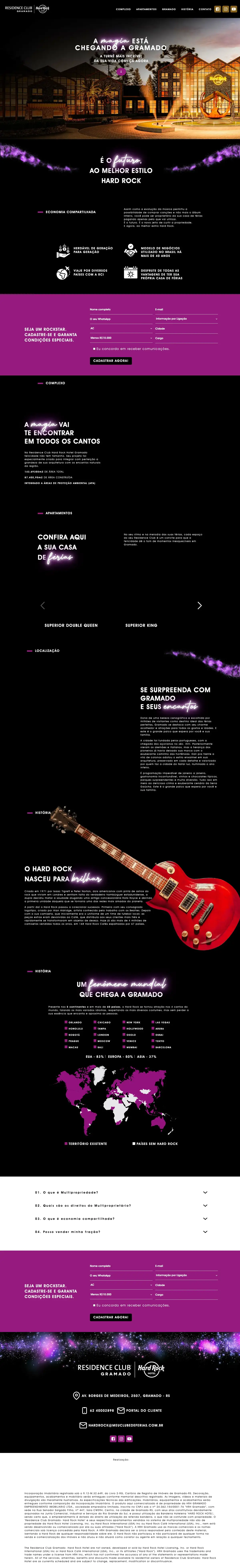 Captura full-page da landing de lançamento do Meu Clube de Férias — Residence Club Hard Rock Hotel Gramado