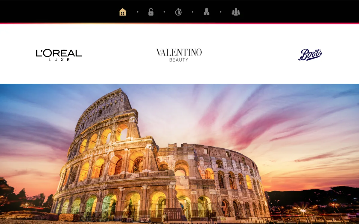 Captura full-page da landing reveal Valentino Beauty — experiência de lançamento co-branded L'Oréal Luxe e Boots
